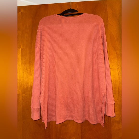 Women's Ribbed Long Sleeve Top - Rust - Picture 7 of 9